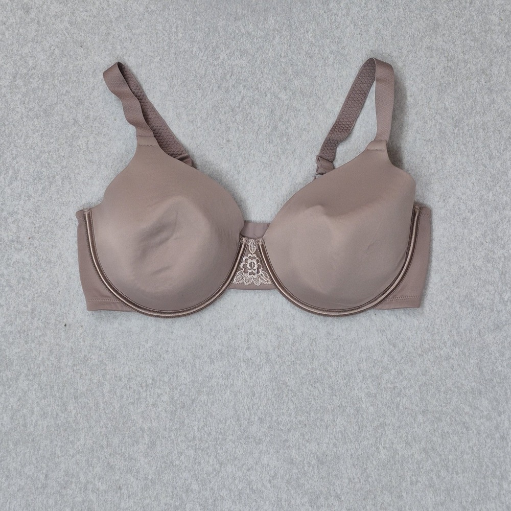 Vanity Fair Women Bra 38DD Brown T Shirt Underwired Lace Knit Strap